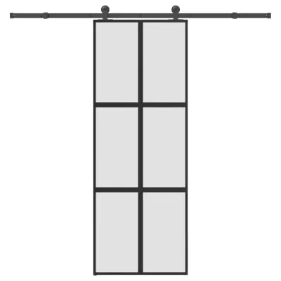 vidaXL Drsna vrata z opremo 76x205 cm kaljeno steklo in aluminij
