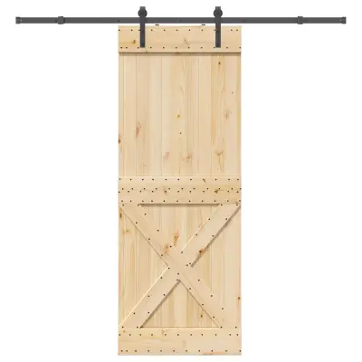 vidaXL Drsna vrata s kompletom vodil 85x210 cm trdna borovina