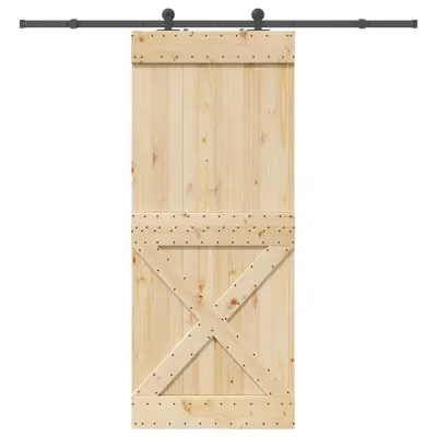 vidaXL Drsna vrata s kompletom vodil 95x210 cm trdna borovina