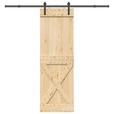 vidaXL Drsna vrata s kompletom vodil 70x210 cm trdna borovina