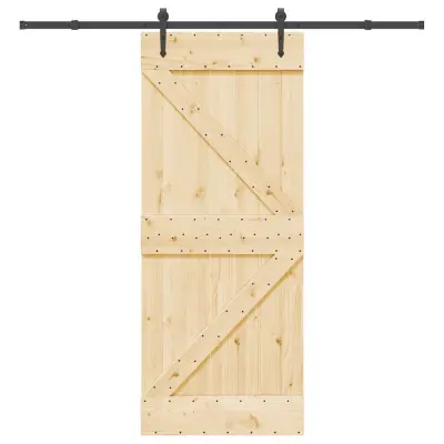 vidaXL Drsna vrata s kompletom vodil 85x210 cm trdna borovina