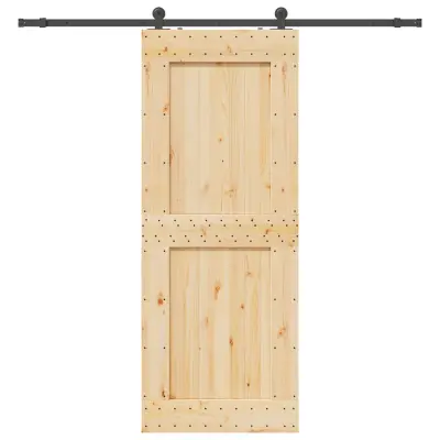 vidaXL Drsna vrata s kompletom vodil 90x210 cm trdna borovina