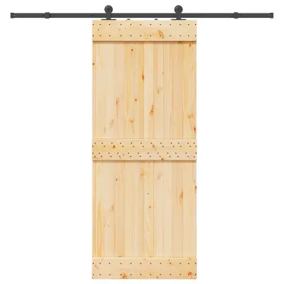 vidaXL Drsna vrata s kompletom vodil 85x210 cm trdna borovina