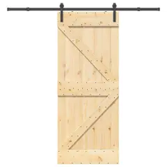 vidaXL Drsna vrata s kompletom vodil 85x210 cm trdna borovina
