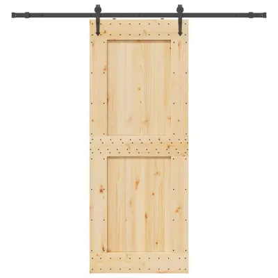 vidaXL Drsna vrata s kompletom vodil 90x210 cm trdna borovina