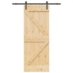 vidaXL Drsna vrata s kompletom vodil 80x210 cm trdna borovina