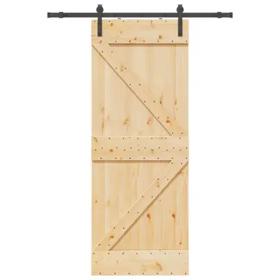 vidaXL Drsna vrata s kompletom vodil 80x210 cm trdna borovina