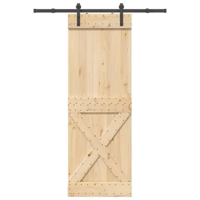 vidaXL Drsna vrata s kompletom vodil 80x210 cm trdna borovina