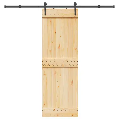 vidaXL Drsna vrata s kompletom vodil 70x210 cm trdna borovina