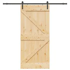 vidaXL Drsna vrata s kompletom vodil 80x210 cm trdna borovina
