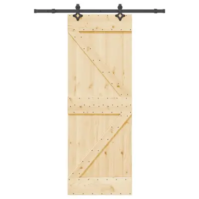 vidaXL Drsna vrata s kompletom vodil 70x210 cm trdna borovina