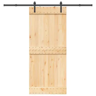 vidaXL Drsna vrata s kompletom vodil 90x210 cm trdna borovina