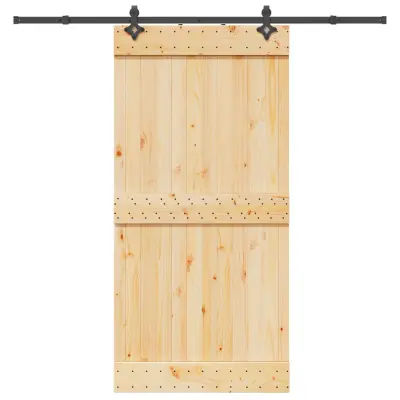 vidaXL Drsna vrata s kompletom vodil 100x210 cm trdna borovina
