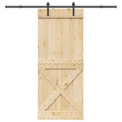 vidaXL Drsna vrata s kompletom vodil 95x210 cm trdna borovina