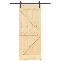 vidaXL Drsna vrata s kompletom vodil 85x210 cm trdna borovina