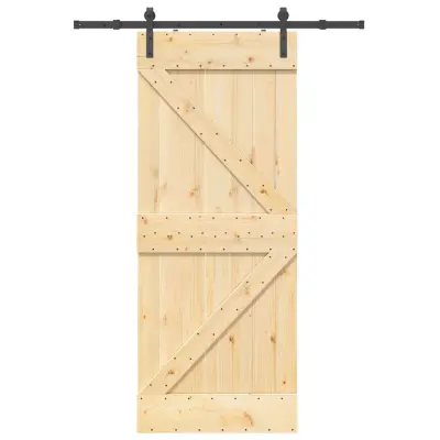 vidaXL Drsna vrata s kompletom vodil 85x210 cm trdna borovina