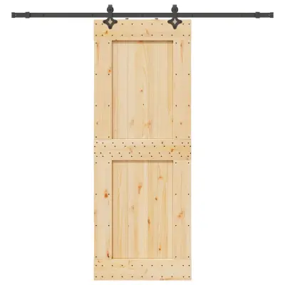 vidaXL Drsna vrata s kompletom vodil 85x210 cm trdna borovina