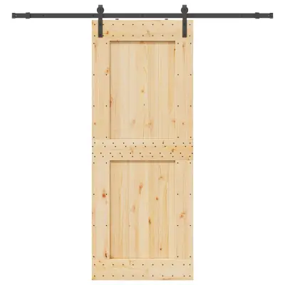 vidaXL Drsna vrata s kompletom vodil 90x210 cm trdna borovina