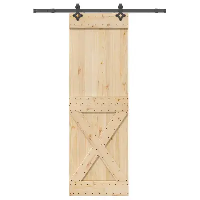 vidaXL Drsna vrata s kompletom vodil 70x210 cm trdna borovina