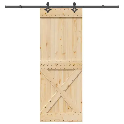 vidaXL Drsna vrata s kompletom vodil 85x210 cm trdna borovina