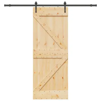 vidaXL Drsna vrata s kompletom vodil 80x210 cm trdna borovina
