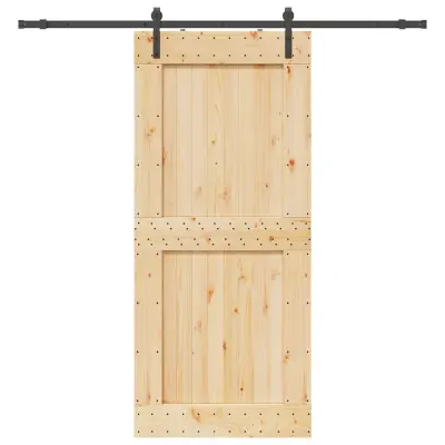 vidaXL Drsna vrata s kompletom vodil 100x210 cm trdna borovina