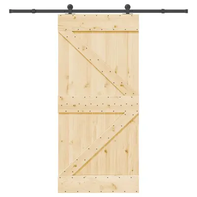 vidaXL Drsna vrata s kompletom vodil 95x210 cm trdna borovina