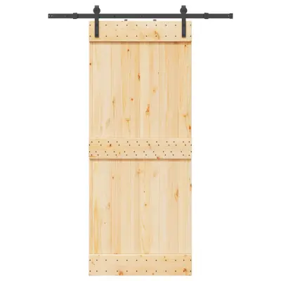 vidaXL Drsna vrata s kompletom vodil 85x210 cm trdna borovina