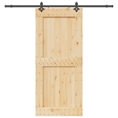 vidaXL Drsna vrata s kompletom vodil 100x210 cm trdna borovina