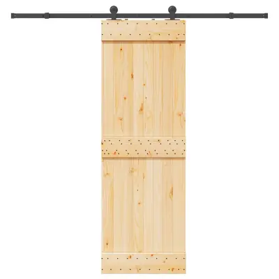 vidaXL Drsna vrata s kompletom vodil 70x210 cm trdna borovina