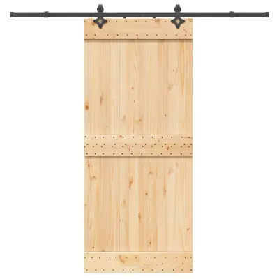 vidaXL Drsna vrata s kompletom vodil 90x210 cm trdna borovina