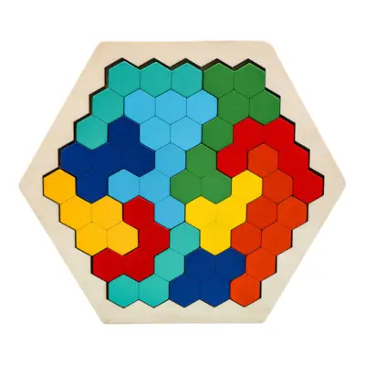 Lesena šesterokotna sestavljanka za otroke, odrasle - oblika, vzorec, blok, tangram