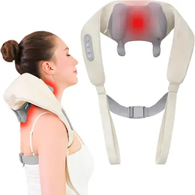 Brezžični Shiatsu Masažer Za Ramena, Globoko Gnetenje, S Toploto