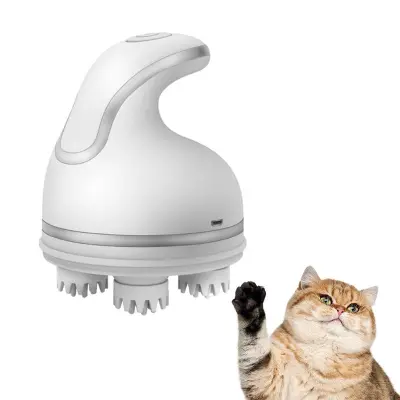 Bela Električna Masaža Hišnih Ljubljenčkov Cat Dog Claw 3D Masaža Glave Cat Head Massager B Električna Za Polnjenje