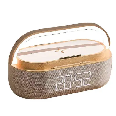 Digitalna Radio Budilka Z Zvočnikom Bluetooth, 15 W Brezžičnim Polnilnikom, Dvojnim, Nastavljivim Glasnim Zvokom Alarma