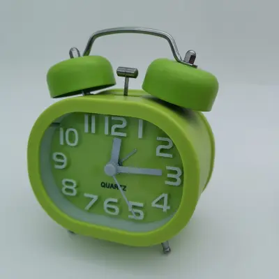 Zelena Analogna Budilka Z Dvojnim Zvoncem, Modna Budilka Brez Kljukice, Tiha Kvarčna Budilka