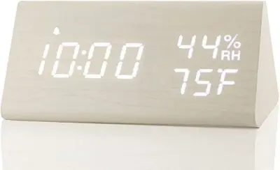 Digitalna Budilka Z Elektronskim Led Lesenim Prikazom Časa 3 Nastavitvami Alarma Zaznavanje Temperature (Rjava)