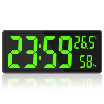 Led Digitalna Stenska Ura, Velik Digitalni Zaslon, Notranja Temperatura In Vlažnost, Primerna Za Kmečko Hišo, Dom, Učilnico