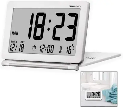 Majhna Potovalna Budilka, Tiha Digitalna Ura, Elektronska Budilka, Velik Lcd Zaslon Z Datumskim Termometrom