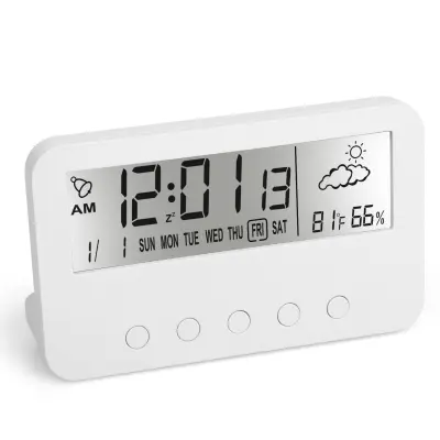 Digitalna Lcd Potovalna Budilka Osvetlitev Ozadja Čas Koledar Temperatura Časovnik Z Načinom Dremeža, Svetlobna Baterija Za Pisarno V Spalnici