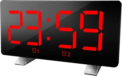 Dual Chord Budilka Led Elektronska Ura Z Velikim Zaslonom - Rdeča Črka
