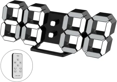 3D Led Digitalna Stenska Ura Velika Svetleča Budilka Brezšumna Funkcija Dremeža Nastavljiva Svetlost