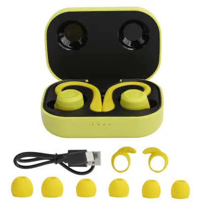 Bluetooth Ear Hooks Slušalke Brezžične športne slušalke InEar Slušalke Slušalke s polnilno škatlo (Jaune vif)
