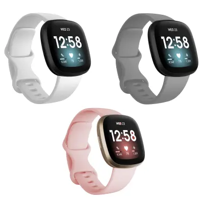 Združljiv s paščki Fitbit Versa 3 za ženske, 3 paketi vodoodpornih nadomestnih športnih zapestnic Wat