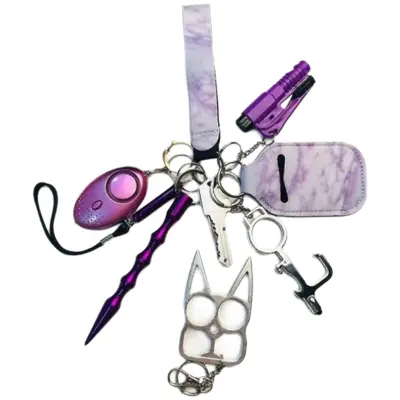 11 kosov Pruple Set Self Defense Keychain Set Za Ženske Osebni Varnostni Alarm Prenosni Keychain