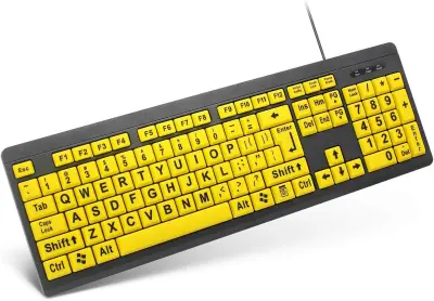 Računalniška tipkovnica z velikimi črkami, žična visokokontrastna USB tipkovnica
