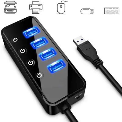 4-vratno zvezdišče USB 3.0 s 4 podatkovnimi vrati USB 3.0 in 1 vrati za pametno polnjenje USB