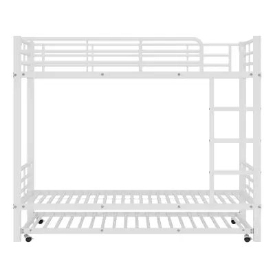 Dvoposteljna postelja iz kovanega železa 90x200 cm - z otroško posteljico 90x190 cm - bela