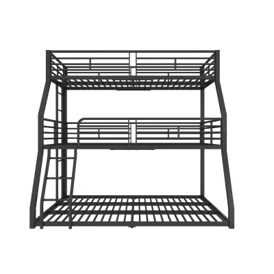 Trojna pogradna postelja - 2x90x200cm in 140x200cm - železni okvir - črna