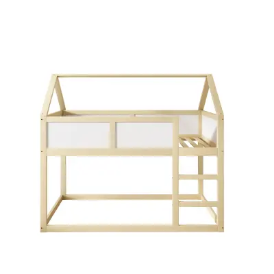 Pogradna postelja 90x200cm - s stopnicami - konstrukcija iz masivnega lesa - naravna
